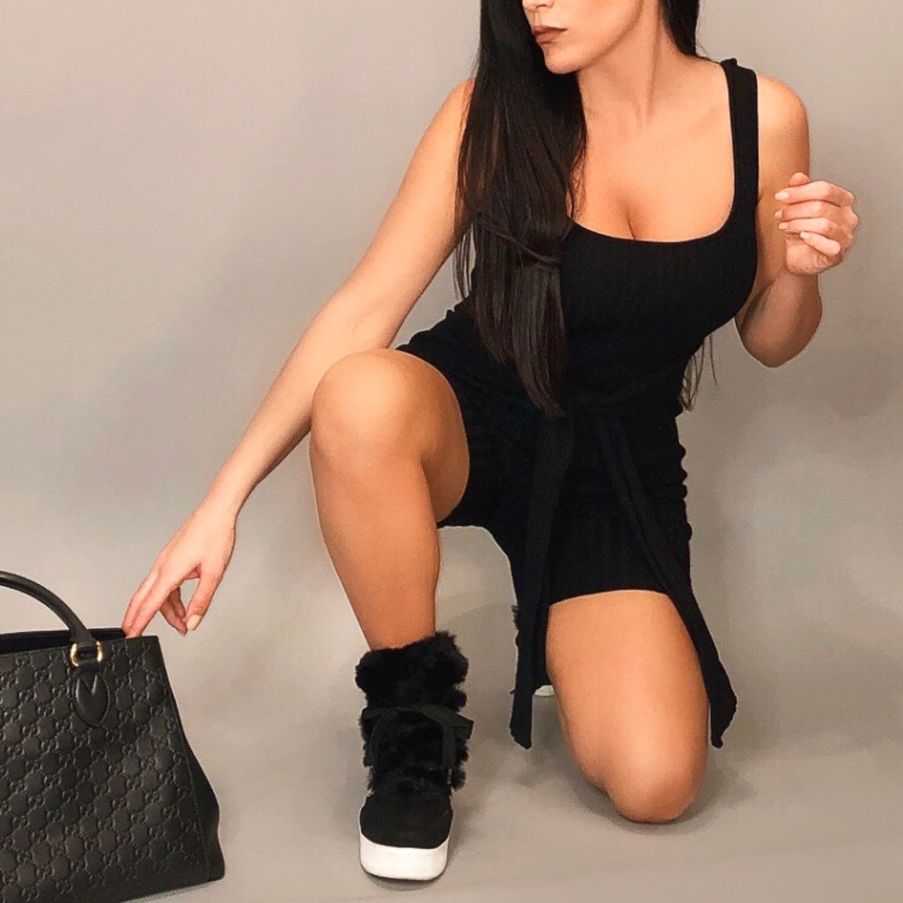 Black Belted Romper